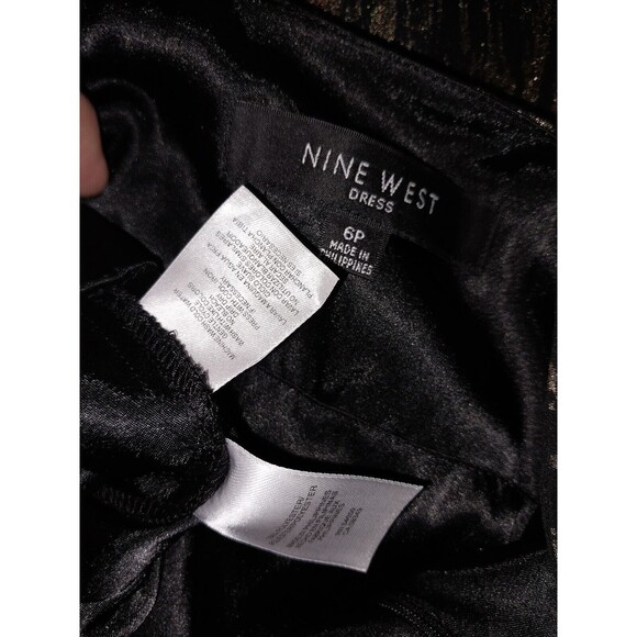 Nine West Glam Rocks Metallic Gold & Black Halter Dress 6P - Picture 5 of 6